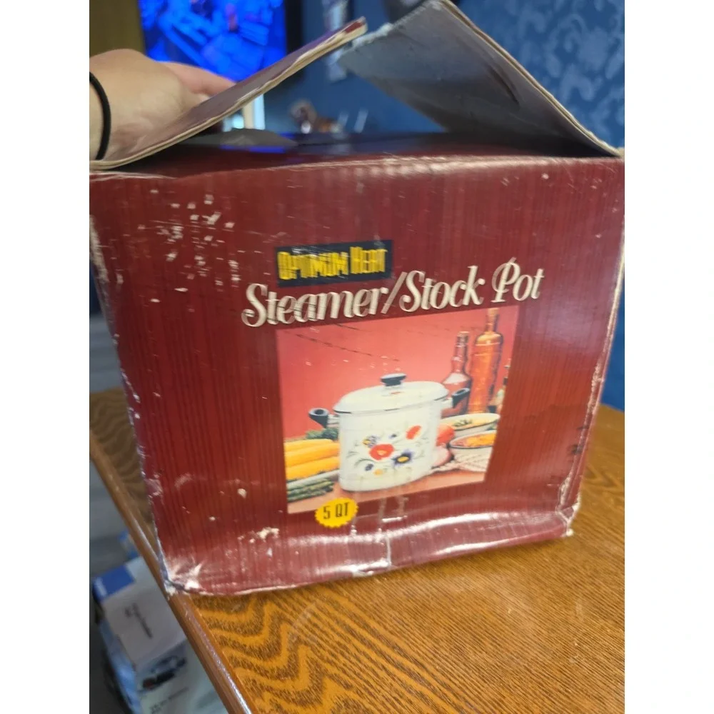 Vintage Nos Optimum Heat  Steamer/Stock Pot 5 Qt